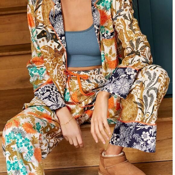 Anthropologie XXS Cally Conway Flannel Sleep Pants in Combo Ivory - Picture 3 of 8